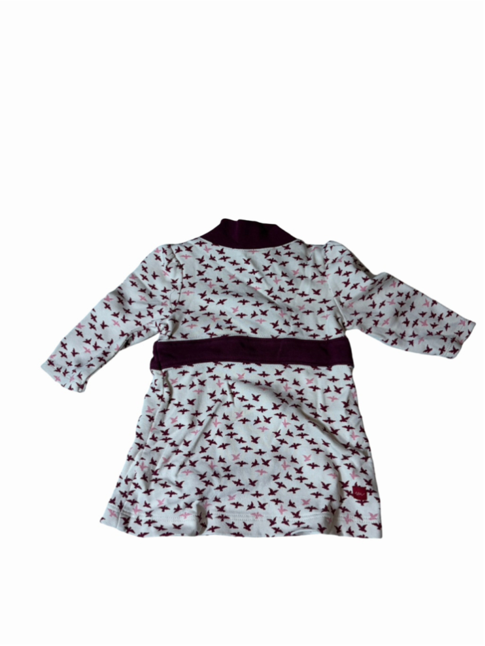 Tea Collection Baby Girls Bird Print Wrap Dress XS 3–6 Months Cotton Plum Pink